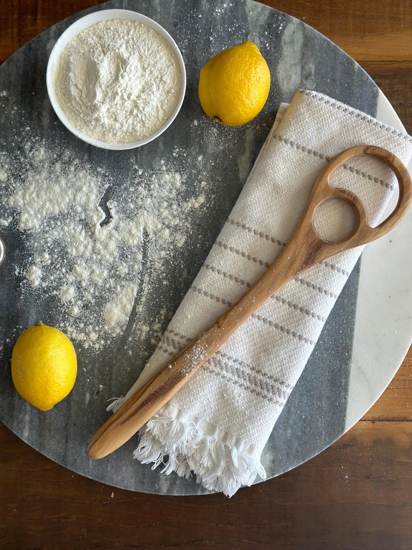 Large Olive Wood Dough Hook or Dough Whisk