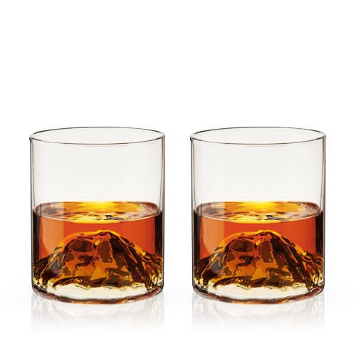 Mountain Themed Crystal Tumblers | Set of 2