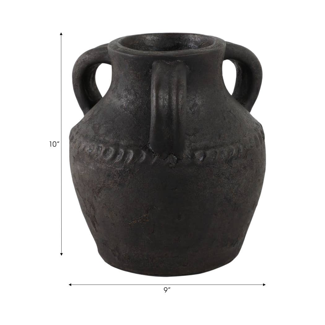 Ceramic Rustic Textured Triple Handle Vase