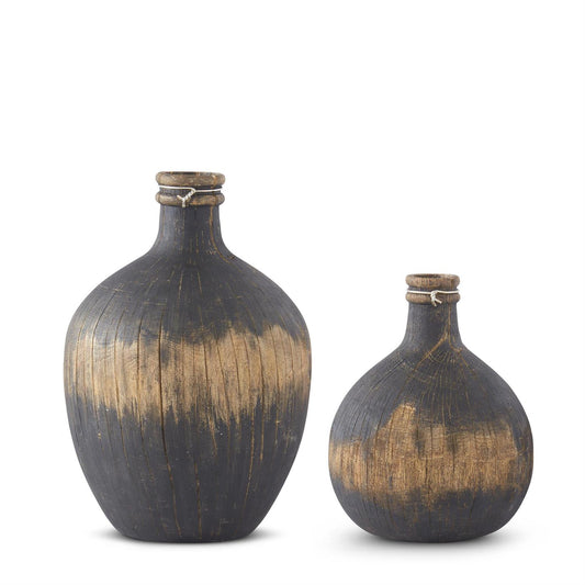 Black & Tan Woodgrain Resin Vases