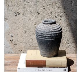 8" CHARCOAL HORIZONTAL LINE VASE