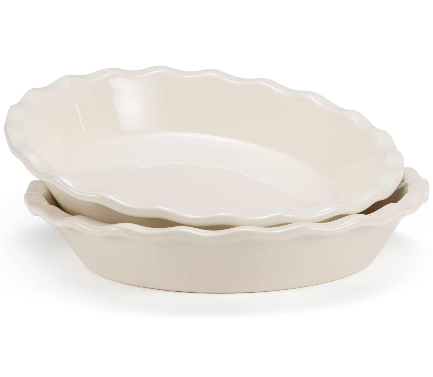 Ceramic Deep Pie Dish with Wave Edge, 9 Inch