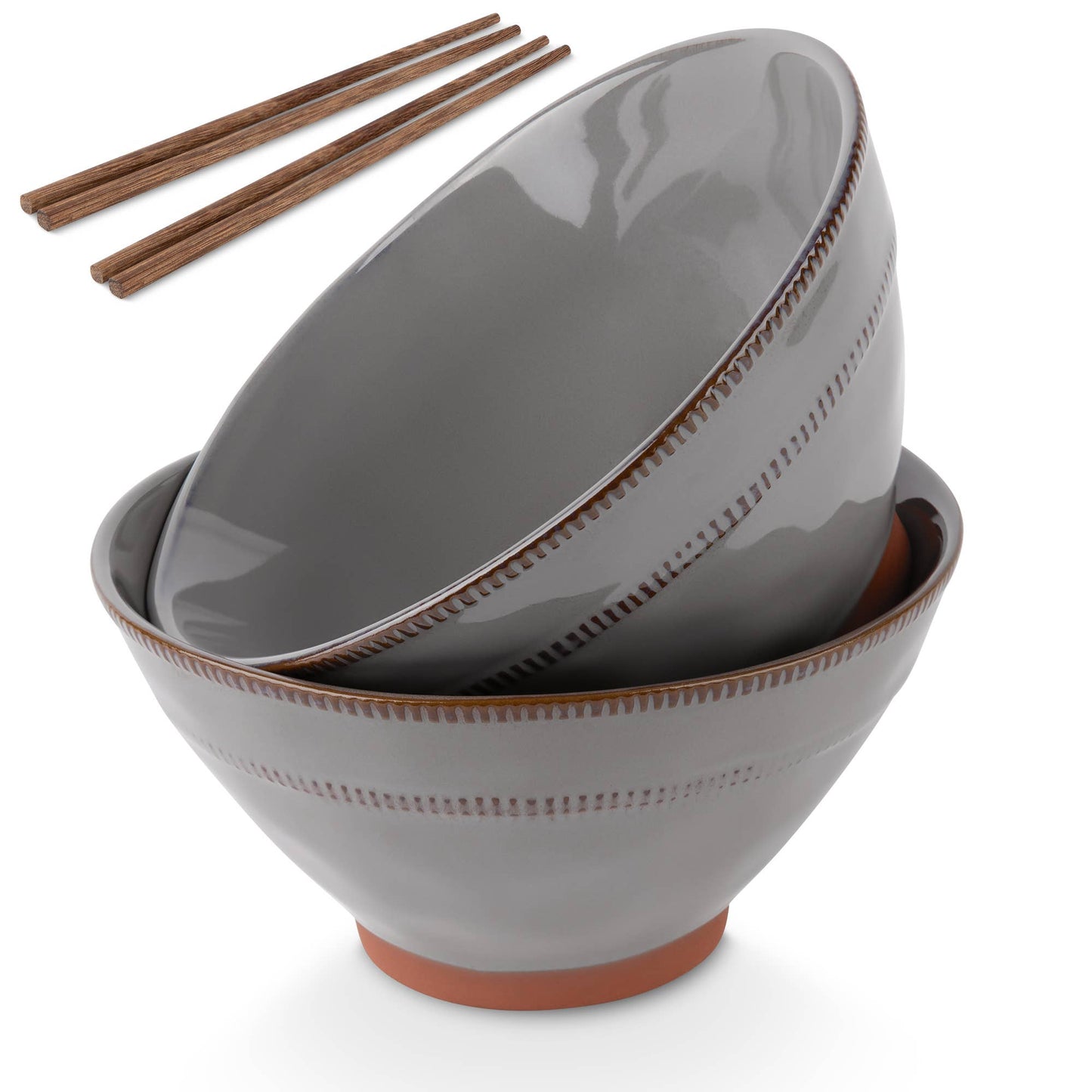 Terracotta Ramen Bowl with Chopsticks, 36 oz