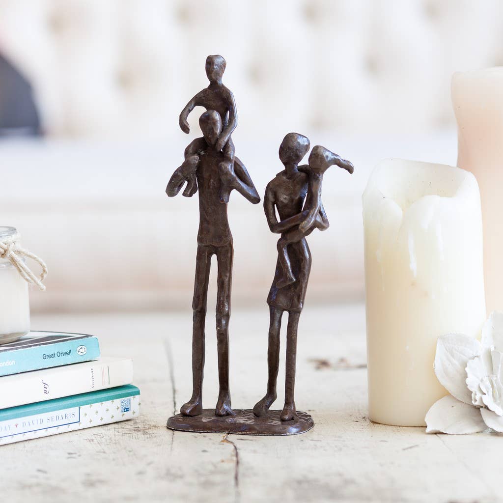 Parents Carrying Children Bronze Sculpture