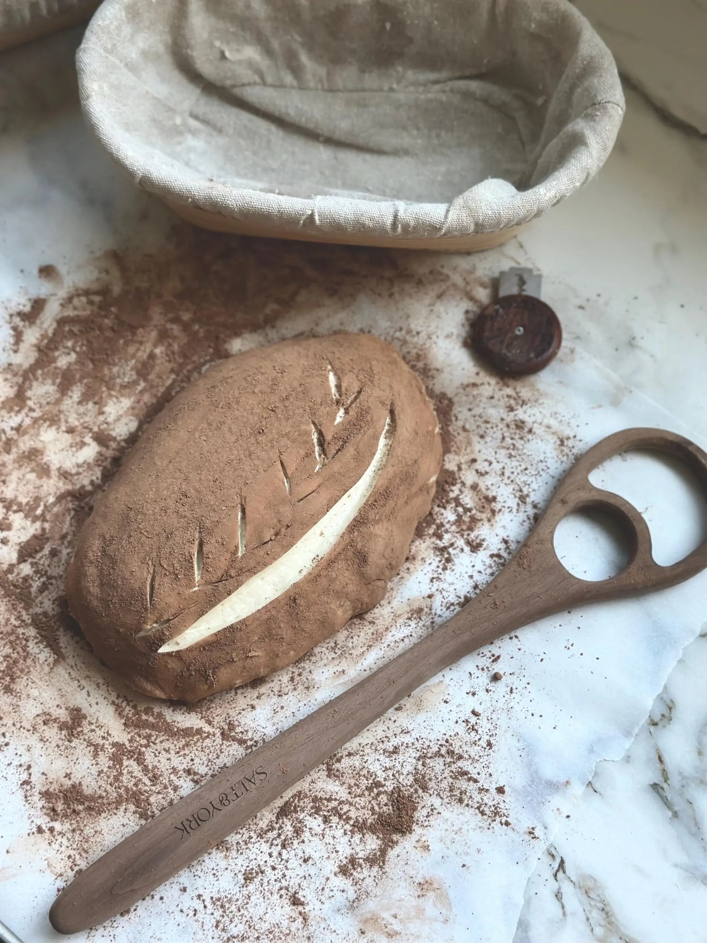 Large Olive Wood Dough Hook or Dough Whisk