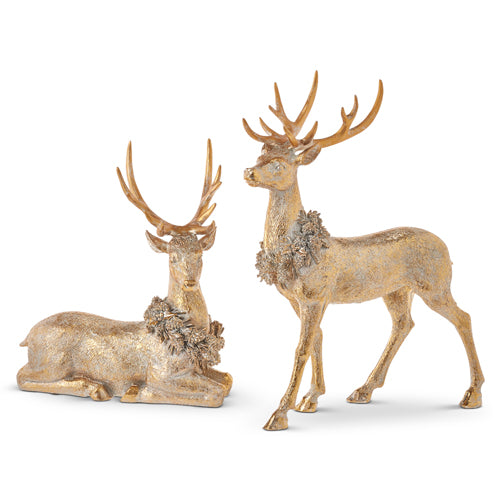 16" Gold Deer with Wreath