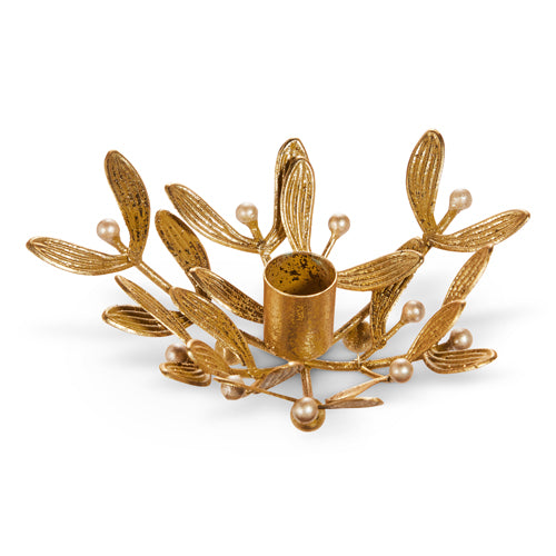 Gold Mistletoe Candle Holder