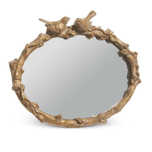 Bird on Branch Oval Mirror