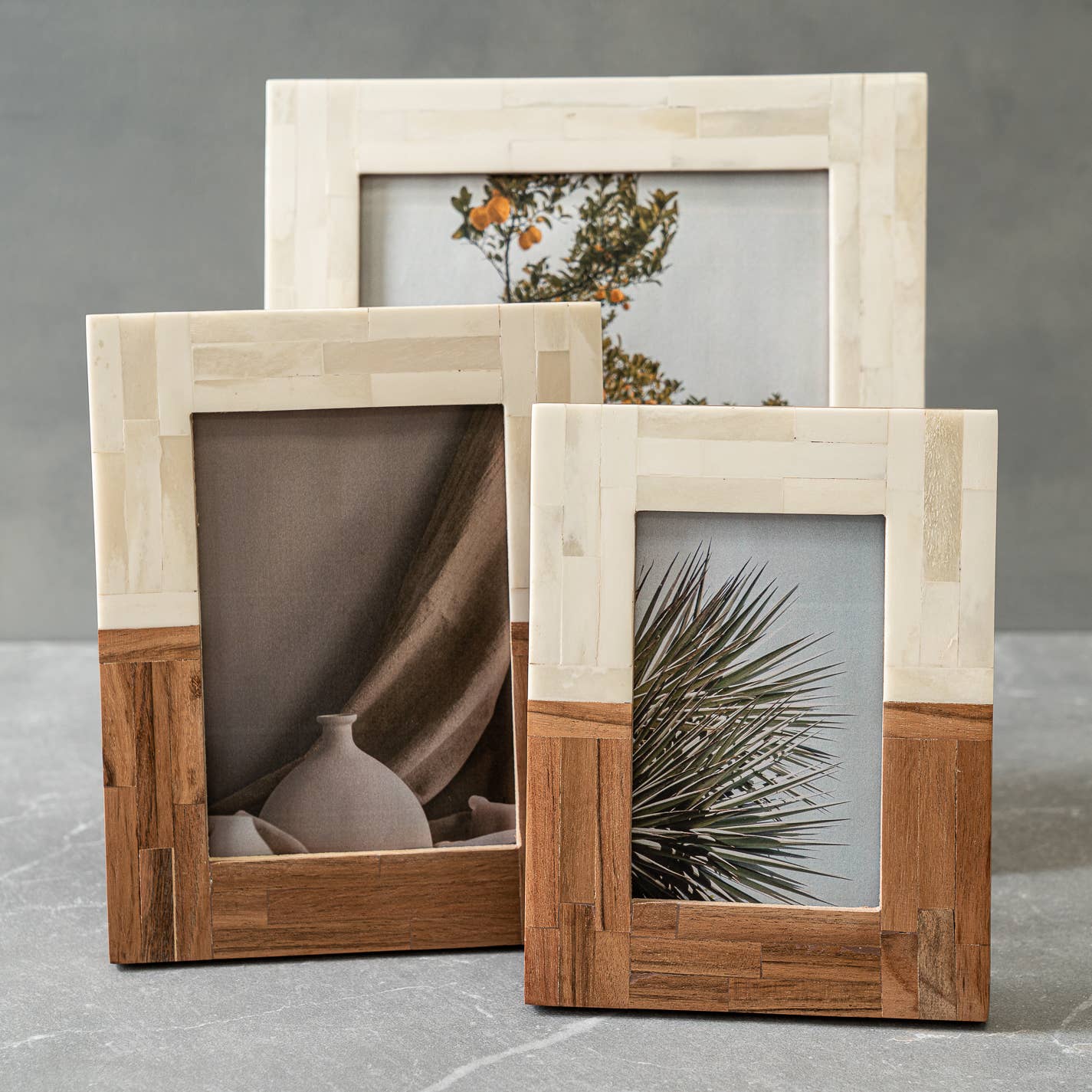 Half Split Wood & Bone Photo Frame