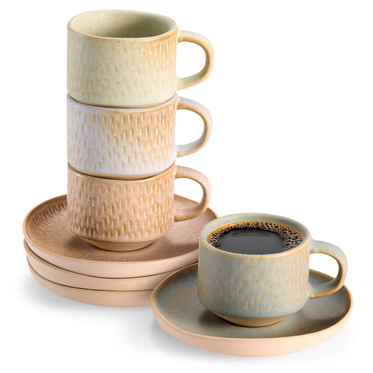 Espresso Mug and Saucer Set of 4