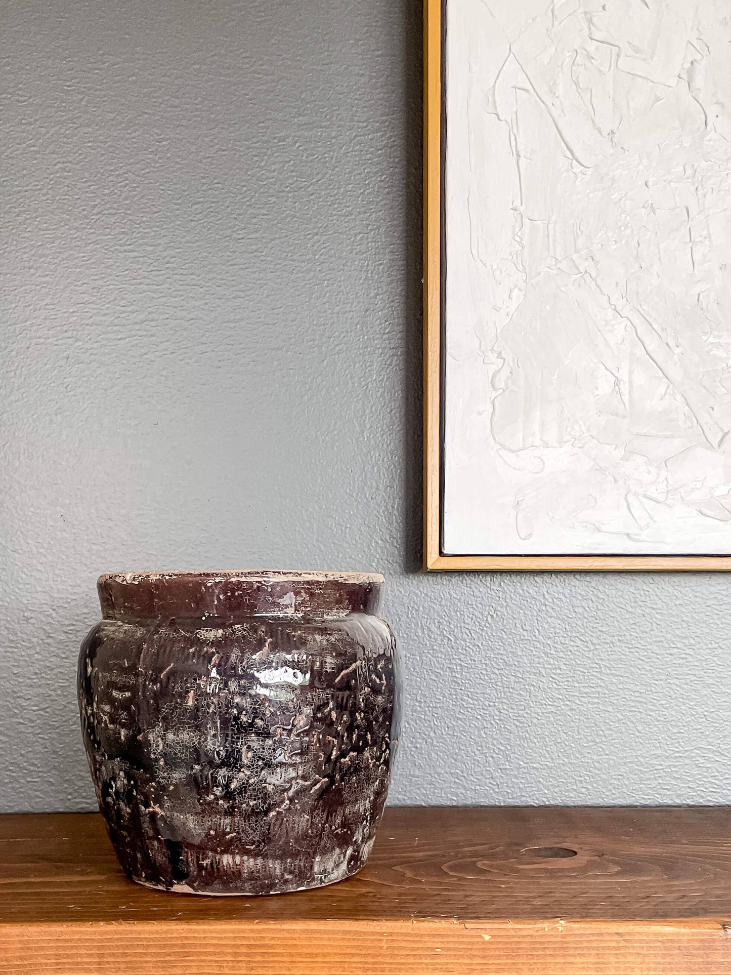 Pompeii Vintage-Style Terracotta Pot, Cracked-Pattern Finish