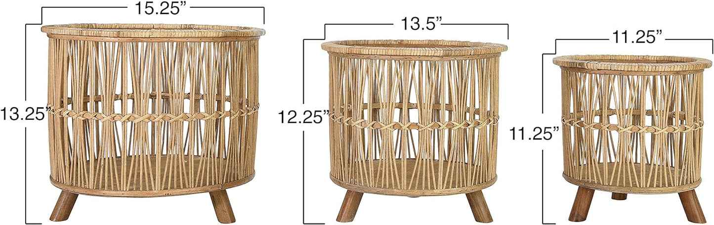 Woven Bamboo Footed Basket