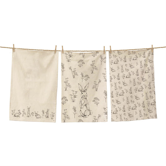 Rabbit and Wildflowers Tea Towels