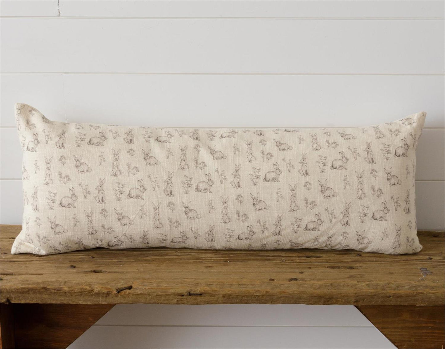 Rabbit and Wildflowers Lumbar Pillow