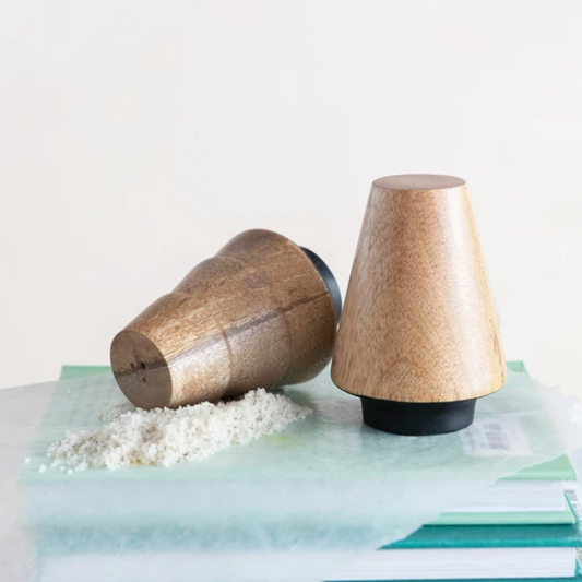 Hand-Carved Mango Wood Salt & Pepper Shakers