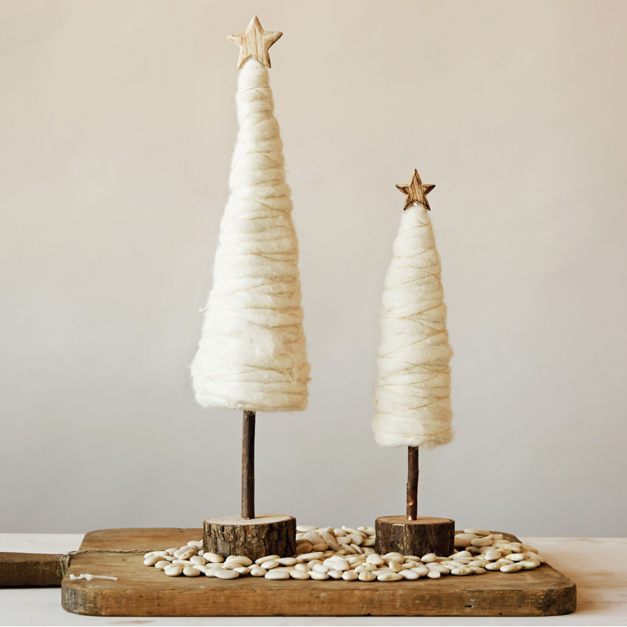 Wool Christmas Tree with Star and Wood Base |