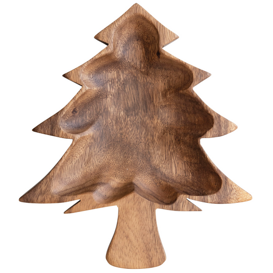 Acacia Wood Christmas Tree Shaped Bowl