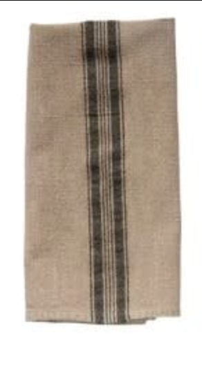 Woven Cotton Blend Tea Towels, Beige & Black