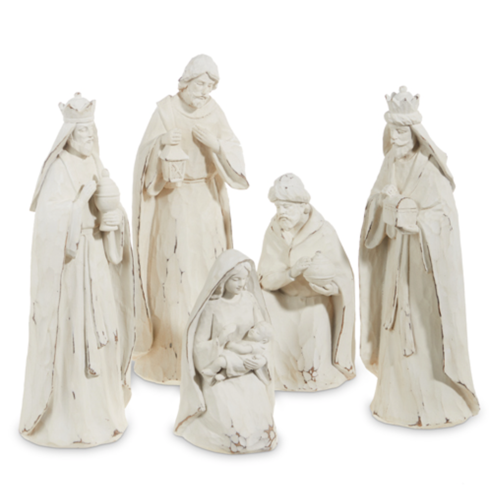 Whitewash Nativity Set