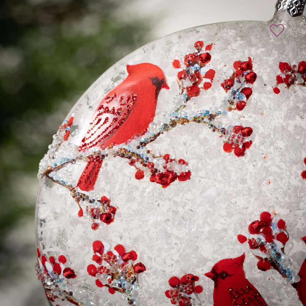 Painted Cardinal Disc Ornament