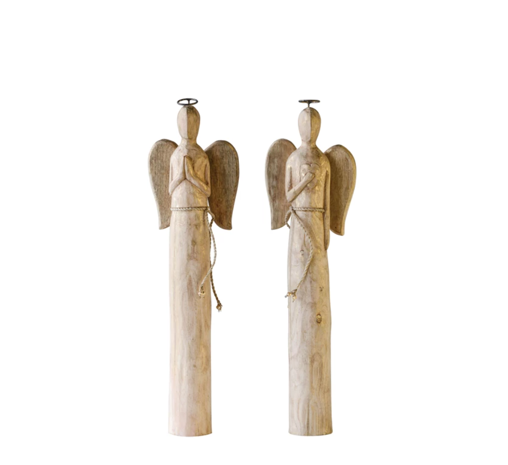 Hand-Carved Mango Wood Angel