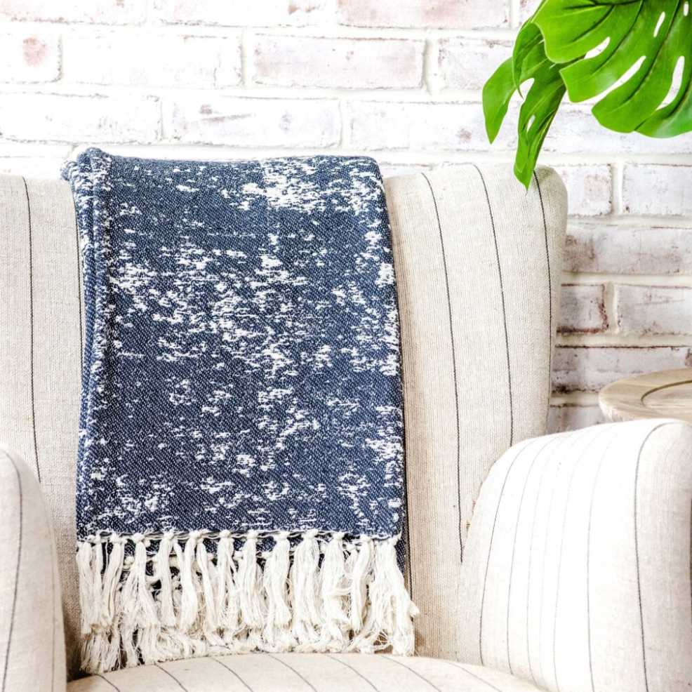 Navy Pattern Throw | 50x60