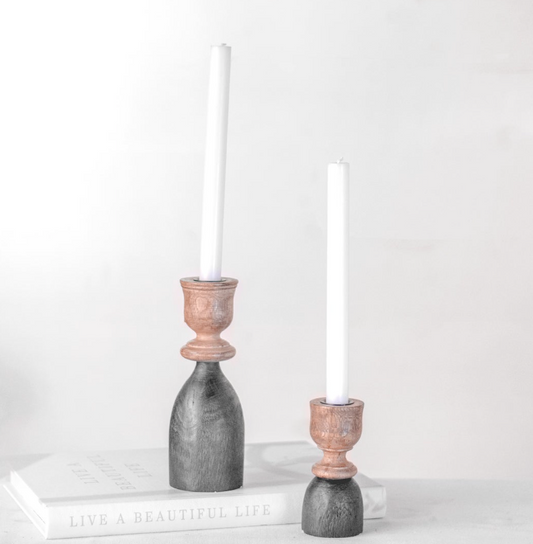 Black and Wood Candle Holder