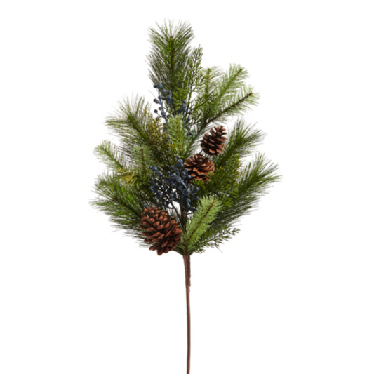 28" Mixed Pine and Pinecone Spray