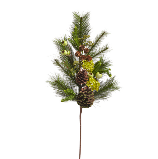 28" Mixed Pine and Pinecone Spray