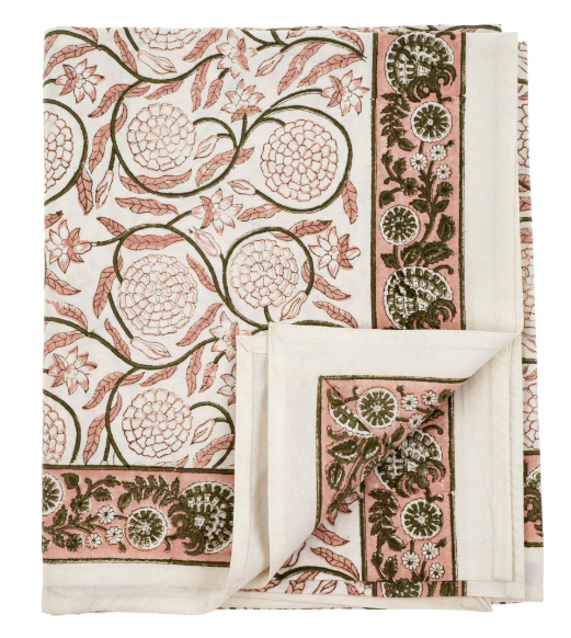 Jasmine Block Print Tablecloth
