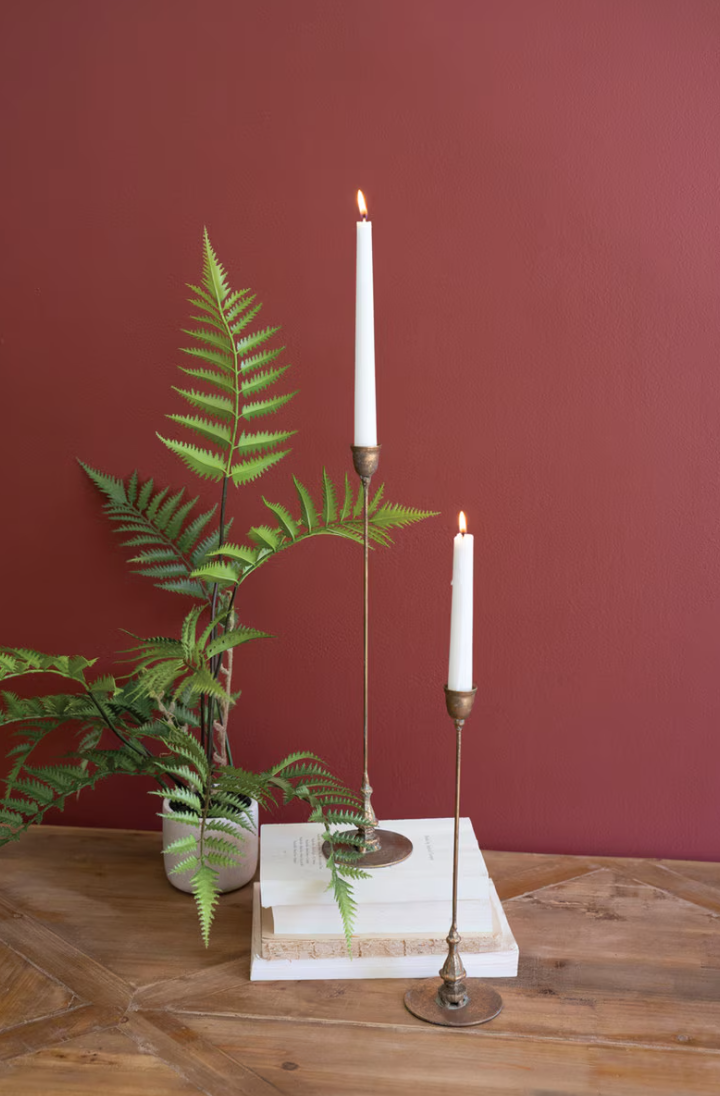 Tall Antique Brass Taper Candle Holders