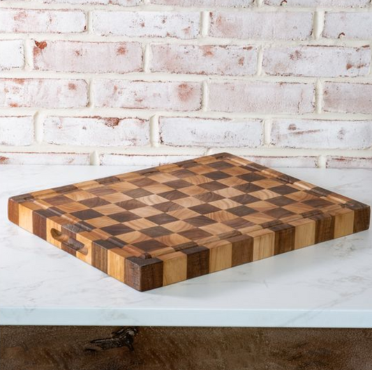 ACACIA WOOD CHECKER SERVE BOARD