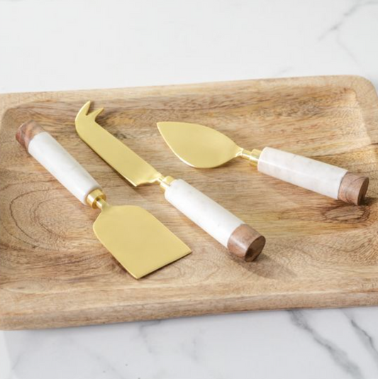 MARBLE & GOLD CHEESE KNIFE SET