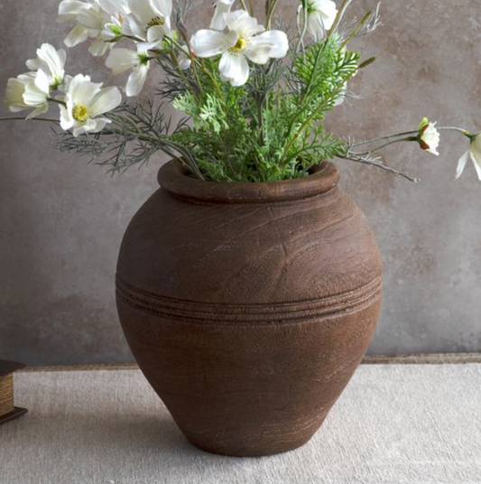 BROWN CEMENT LINE VASE
