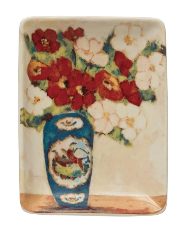 Flowers in Vase Dish