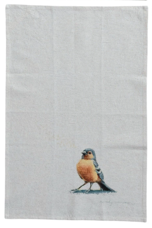 Bird Printed Linen Tea Towel