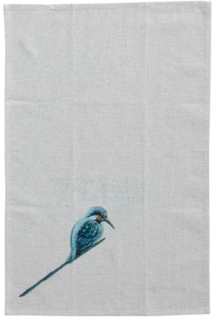 Bird Printed Linen Tea Towel