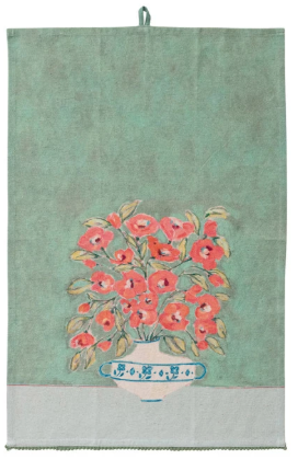 Flowers and Pom Pom Tea Towel