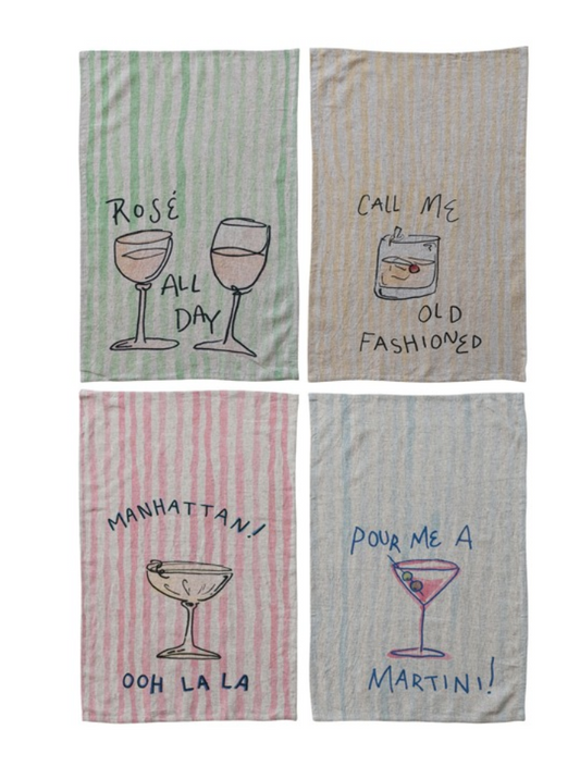 Cocktails Linen Tea Towels