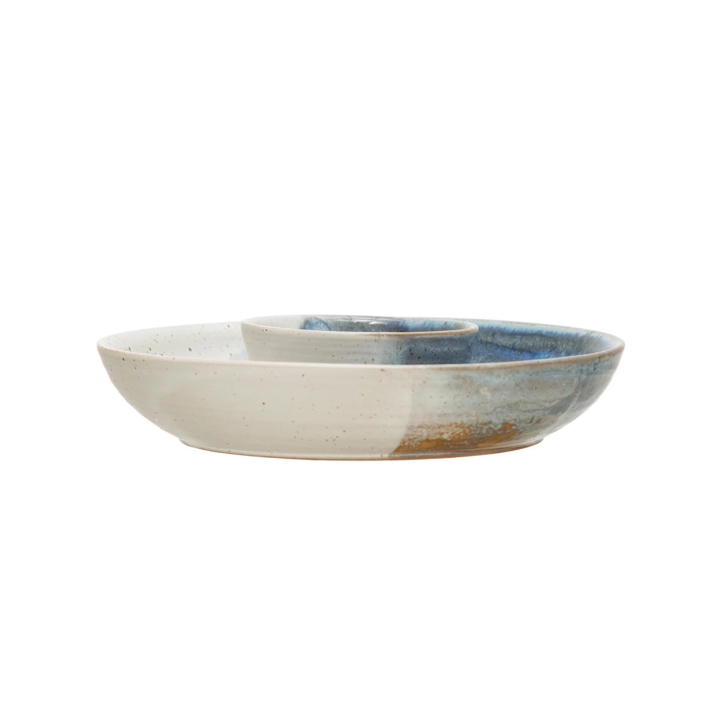 Hand-Painted Stoneware Chip and Dip Bowl