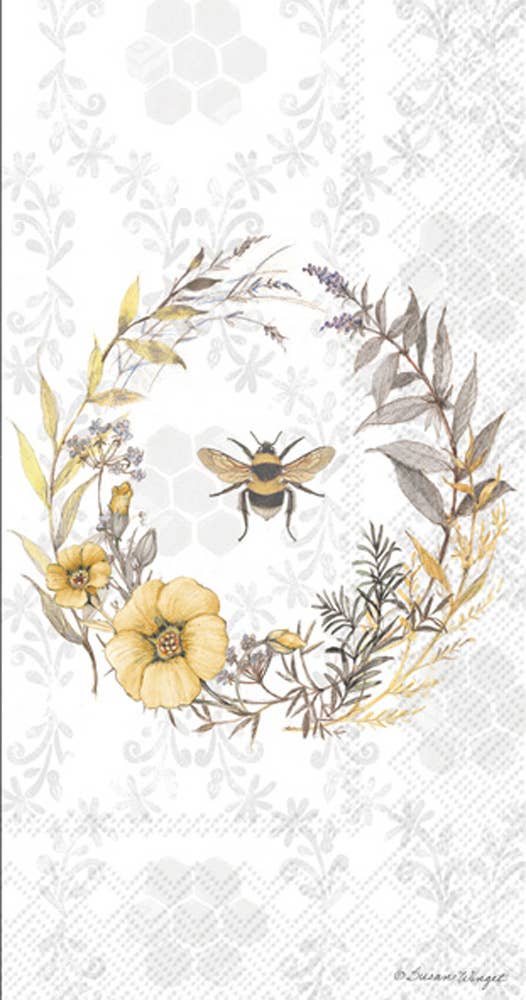 Paper Guest Towels 16 count Bee Wildflower Wreath