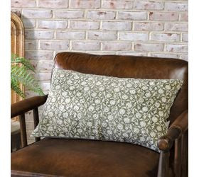 14 X 24 DARK OLIVE FLORAL PILLOW