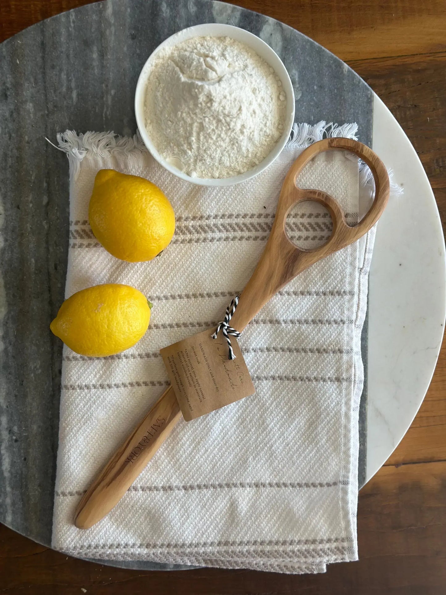 Large Olive Wood Dough Hook or Dough Whisk