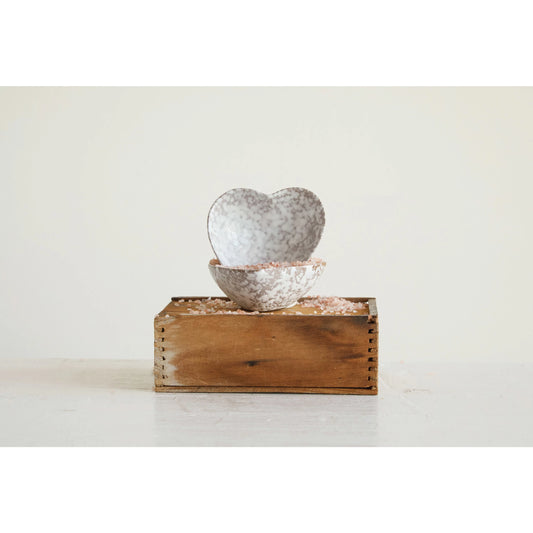 Stoneware Heart Dish, Antique White