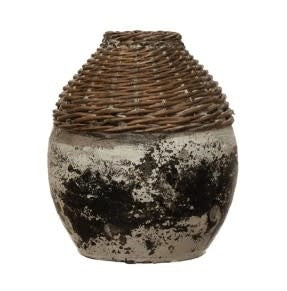 Hand-Woven Rattan & Clay Vase | Containers | Sunday Night Dinner |  | 