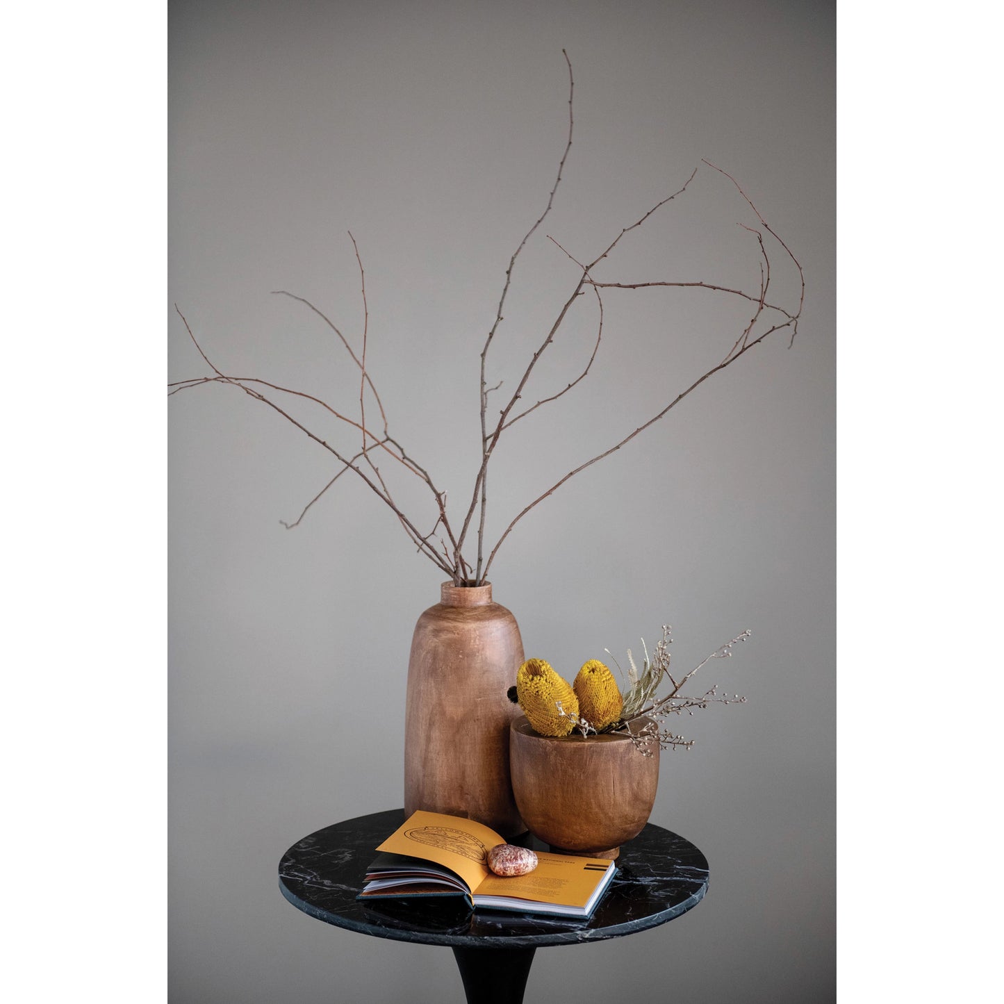 Paulownia Wood Vase with Walnut Stained Finish