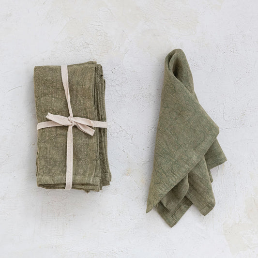 Square Stonewashed Linen Napkin - Green