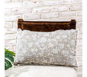 13" X 20" BEIGE FLORAL PILLOW