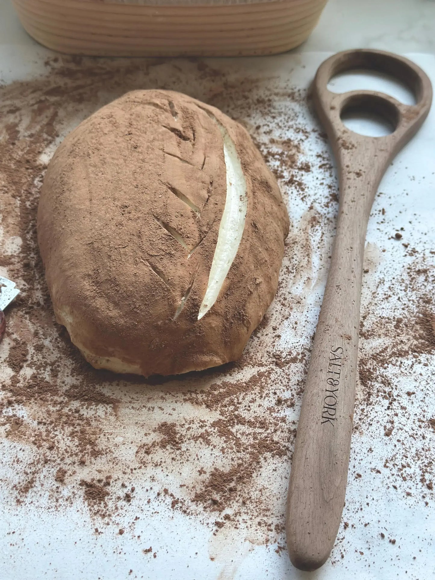 Large Olive Wood Dough Hook or Dough Whisk