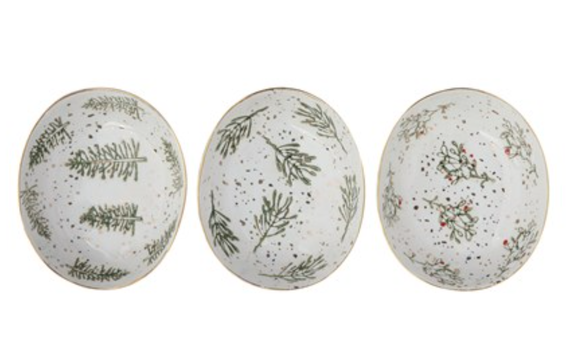 Oval Hand-Painted Stoneware Dish | Holiday | Sunday Night Dinner |  | 